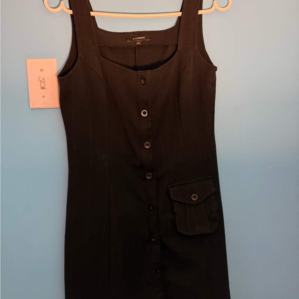 Elegant Black Button-Down Mini Dress